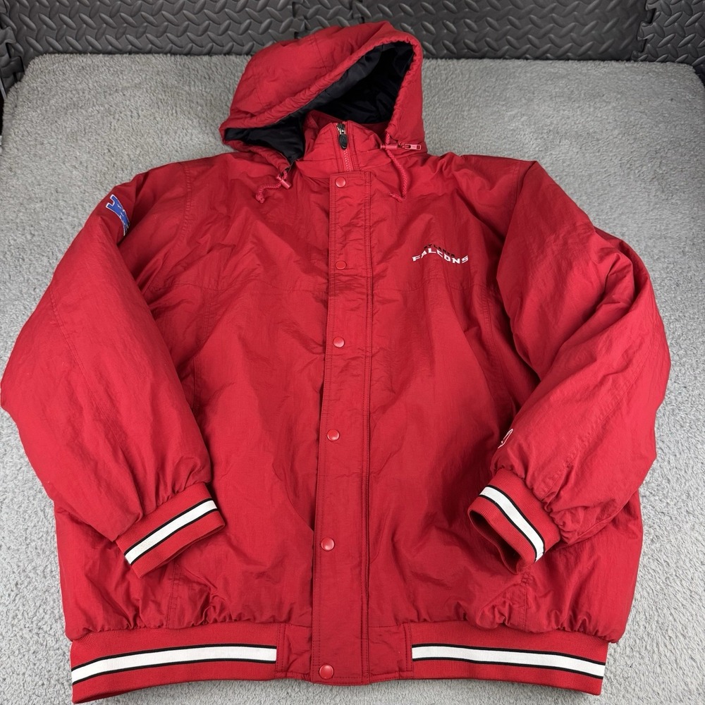 Atlanta Falcons Reebok Winter Jacket Size Mens 2xl Red Vintage Y2k Puffer Warm